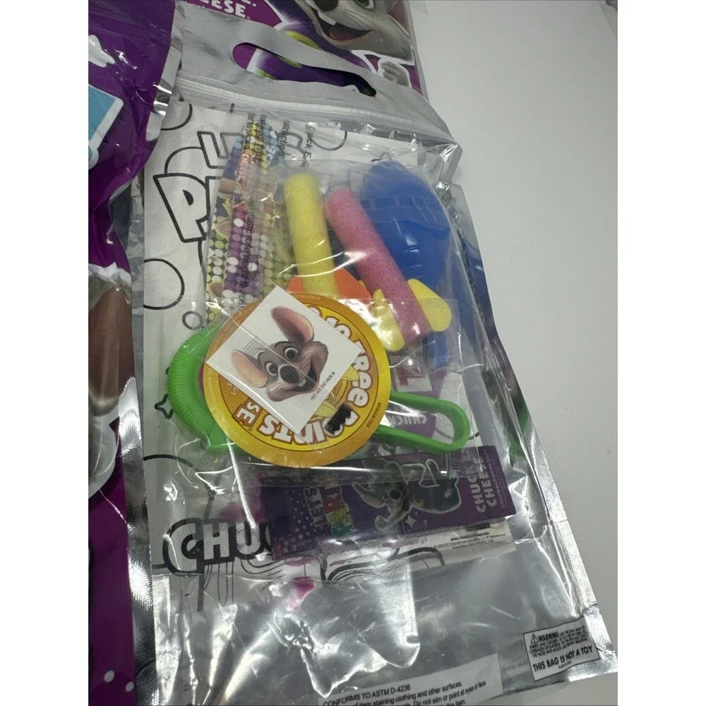 Chuck E. Cheese Let's Party Goody Bag Sealed Birthday Party Favors 4 Bag Lot NEW